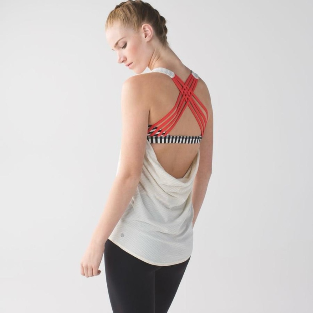 White and Coral Lululemon Wild Tank with Built-in Bra, Size 4 - Picture 1 of 12